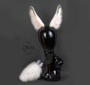 DEXAR - Faux Bunny Tail Plug And Ears
