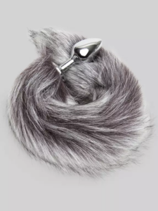 Dominix Deluxe Stainless Steel Faux Silver Fox Tail Butt Plug